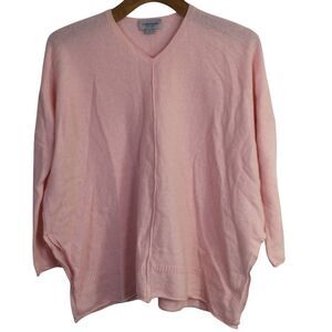 Cashmeren Premium Quality Merino Wool Cashmere V-Neck Knit Sweater Size L